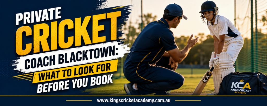 Private Cricket Coach Blacktown: What to Look for Before You Book Private cricket coach working 1-on-1 with a player in Blacktown indoor nets