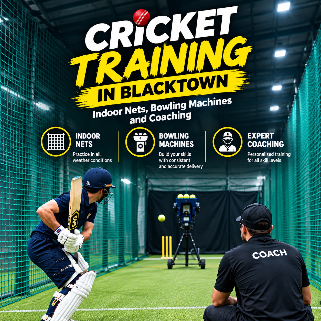 Cricket Training in Blacktown: Indoor Nets, Bowling Machines and Coaching